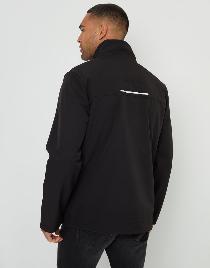 Stretch Funnel Neck Lightweight Jacket in Black