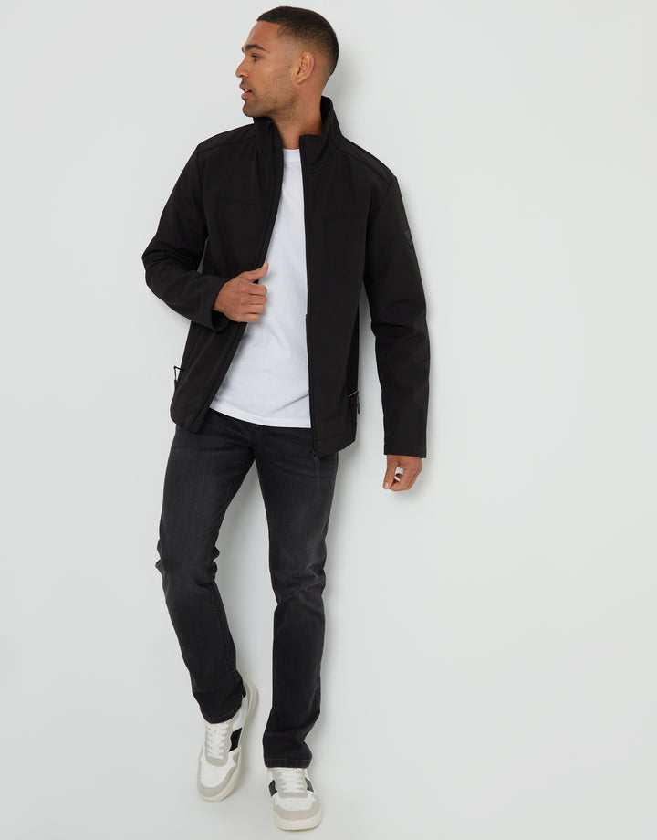 Stretch Funnel Neck Lightweight Jacket in Black