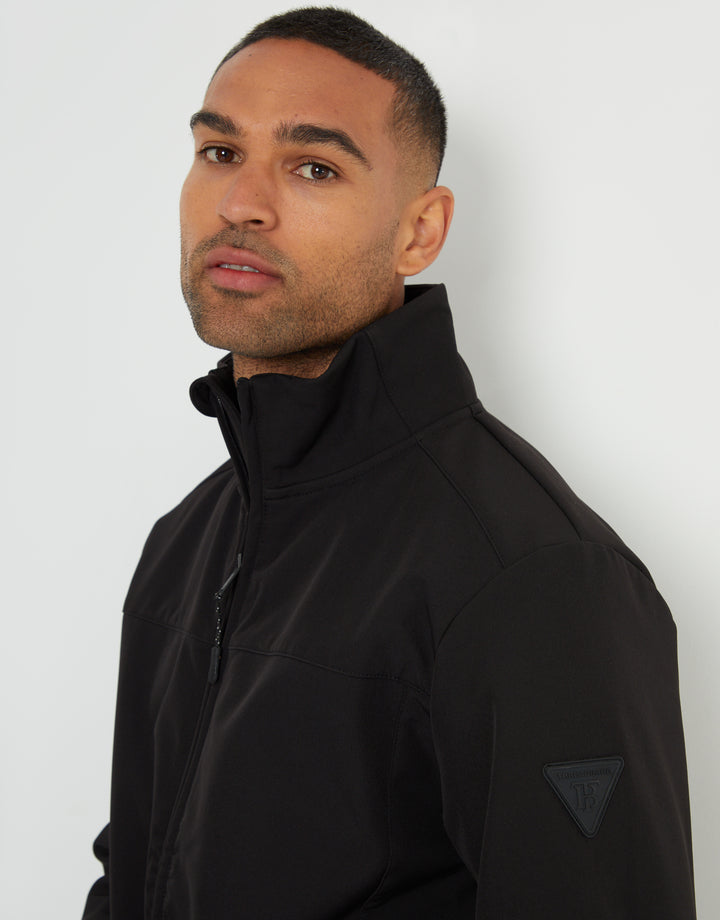Stretch Funnel Neck Lightweight Jacket in Black