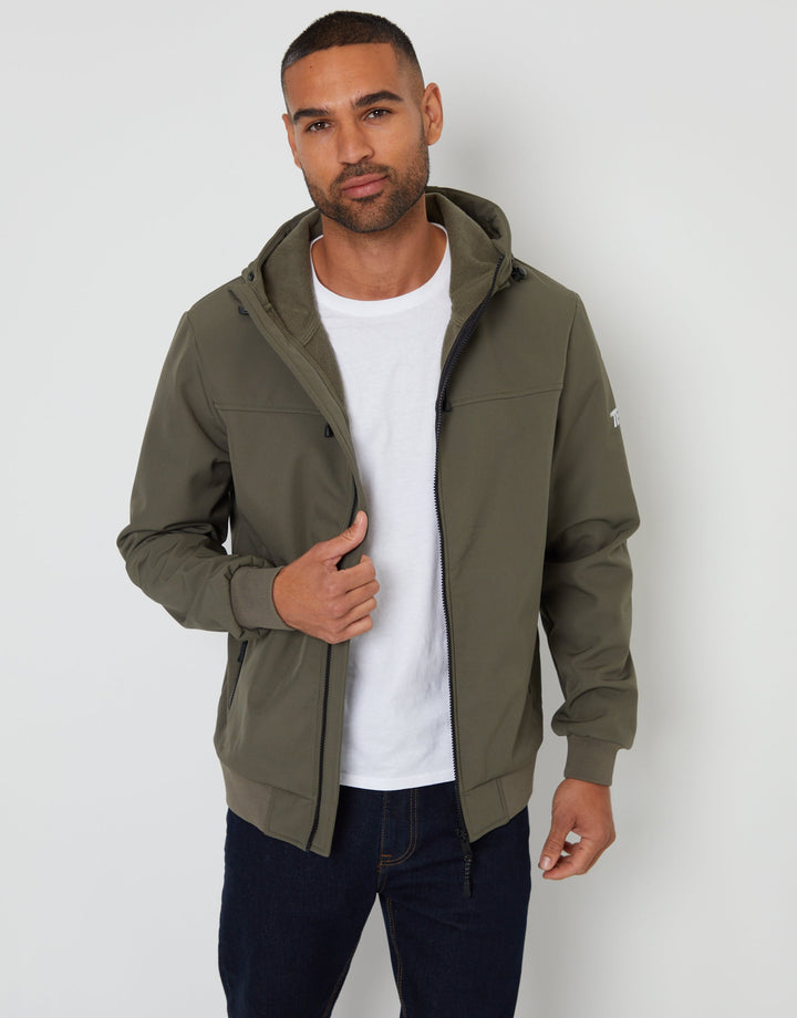 Stretch Hooded Lightweight Jacket in Khaki Green