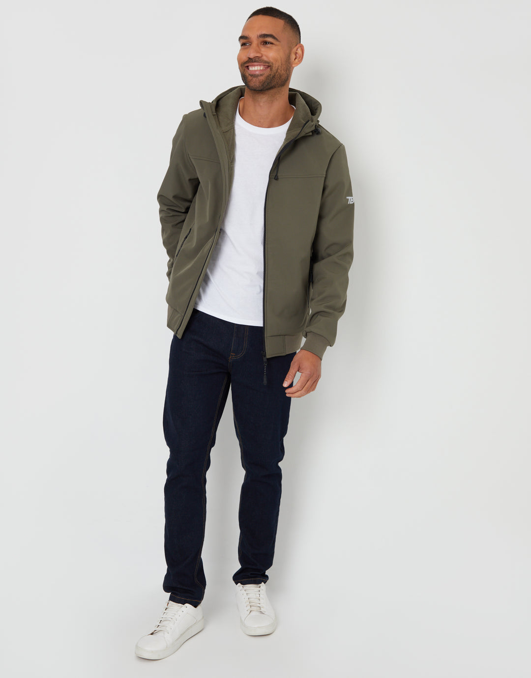 Stretch Hooded Lightweight Jacket in Khaki Green