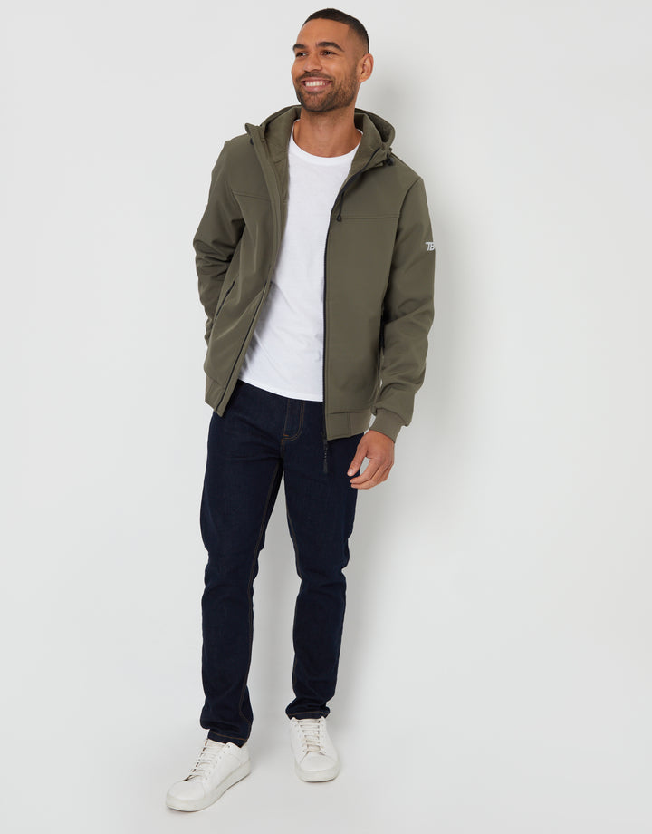 Stretch Hooded Lightweight Jacket in Khaki Green