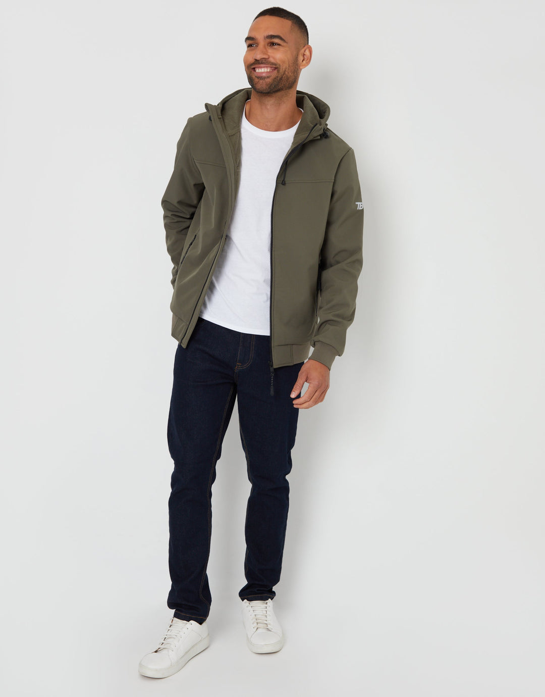 Stretch Hooded Lightweight Jacket in Khaki Green