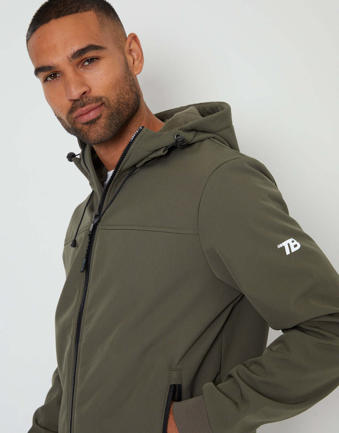 Stretch Hooded Lightweight Jacket in Khaki Green