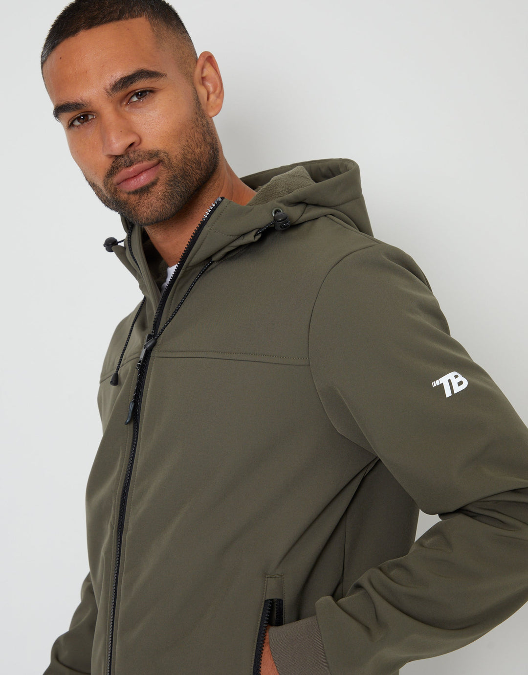 Stretch Hooded Lightweight Jacket in Khaki Green