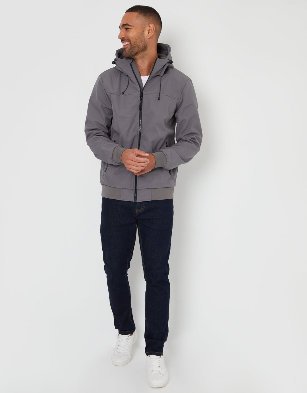 Slate Grey Stretch Hooded Lightweight Jacket