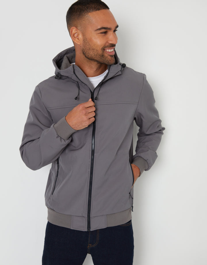 Slate Grey Stretch Hooded Lightweight Jacket