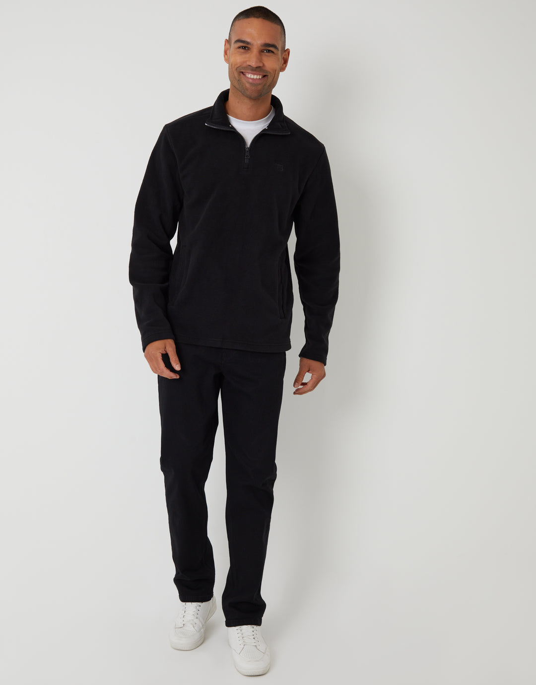 Black Quarter Zip Microfleece Sweatshirt