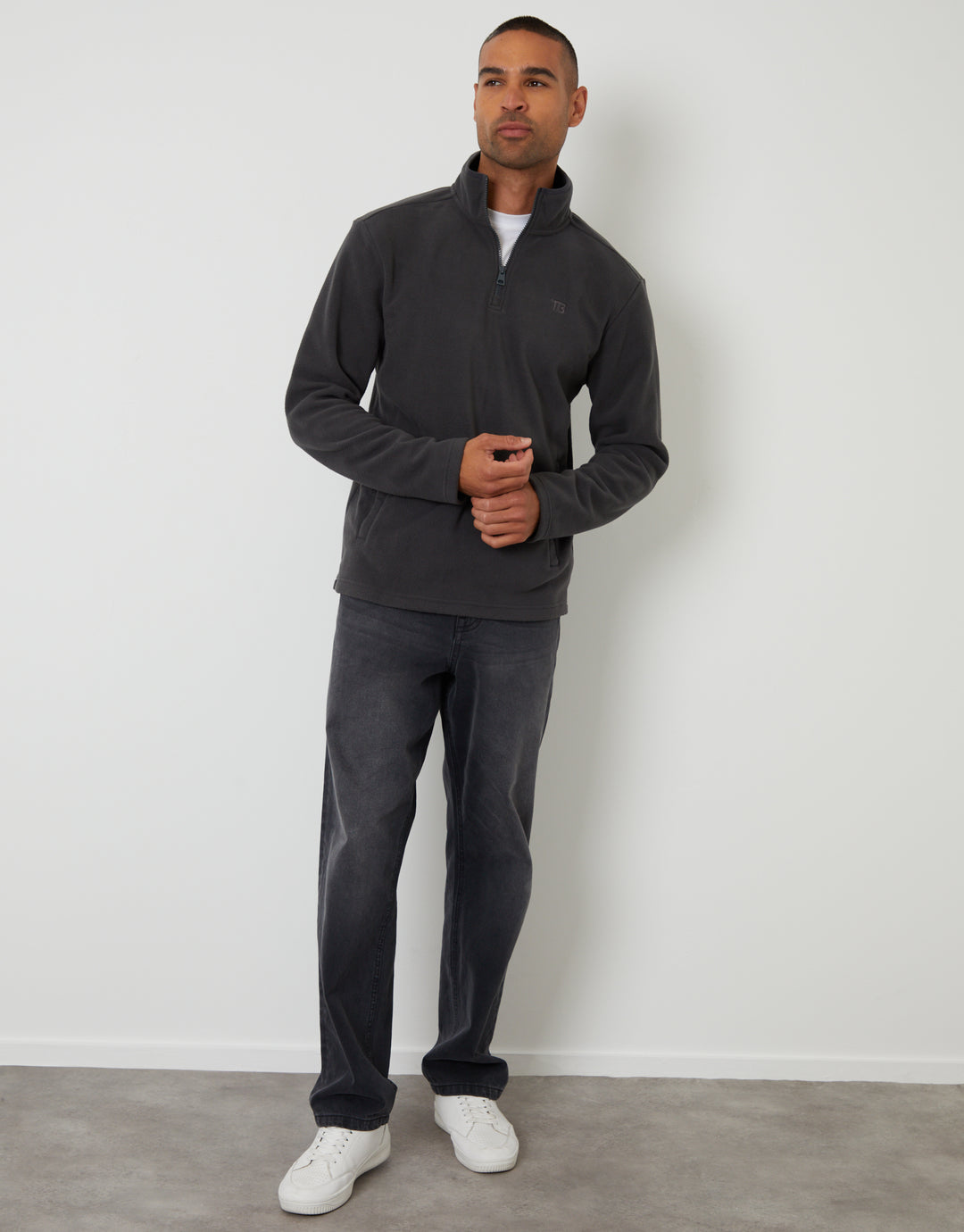 Slate Grey Quarter Zip Microfleece Sweatshirt