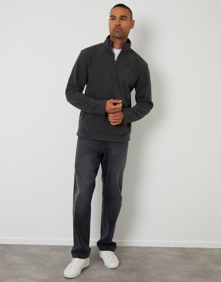 Slate Grey Quarter Zip Microfleece Sweatshirt