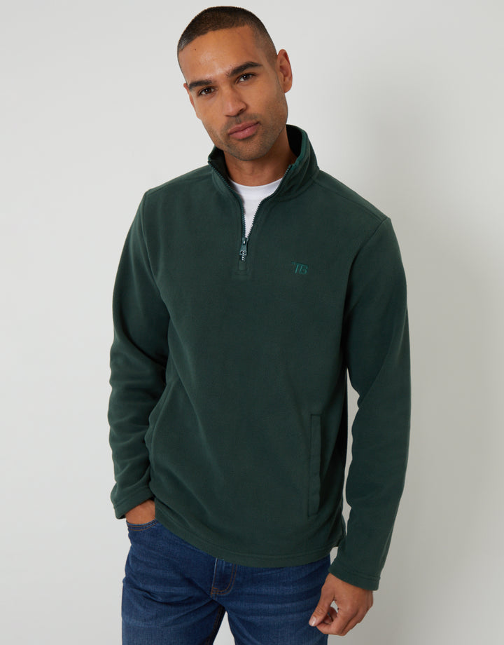 Forest Green Quarter Zip Microfleece Sweatshirt