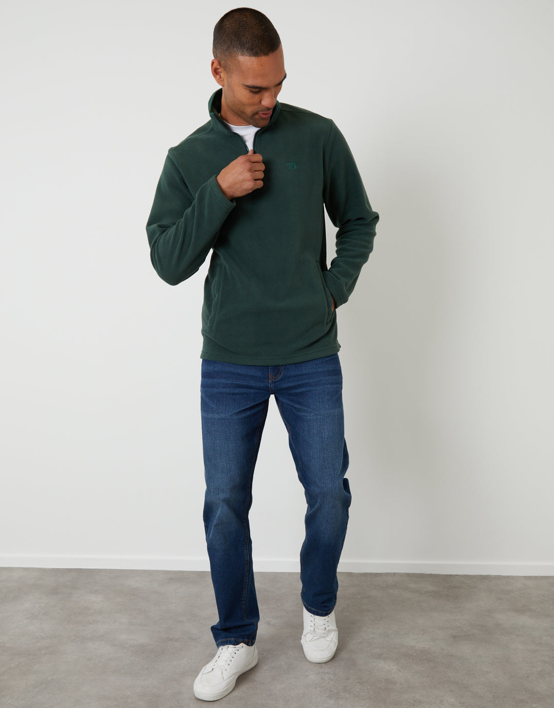 Forest Green Quarter Zip Microfleece Sweatshirt