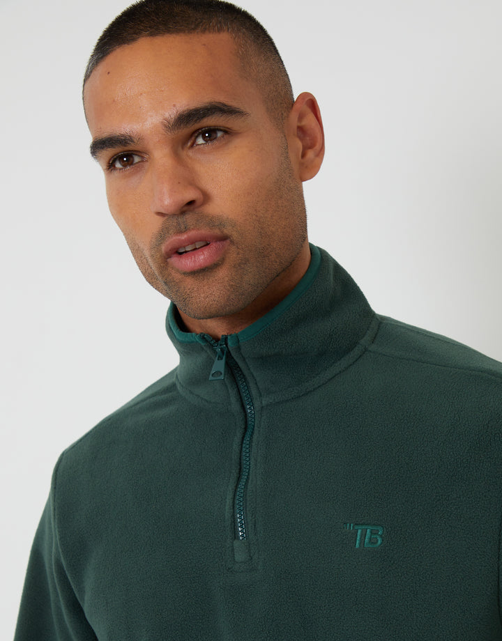 Forest Green Quarter Zip Microfleece Sweatshirt