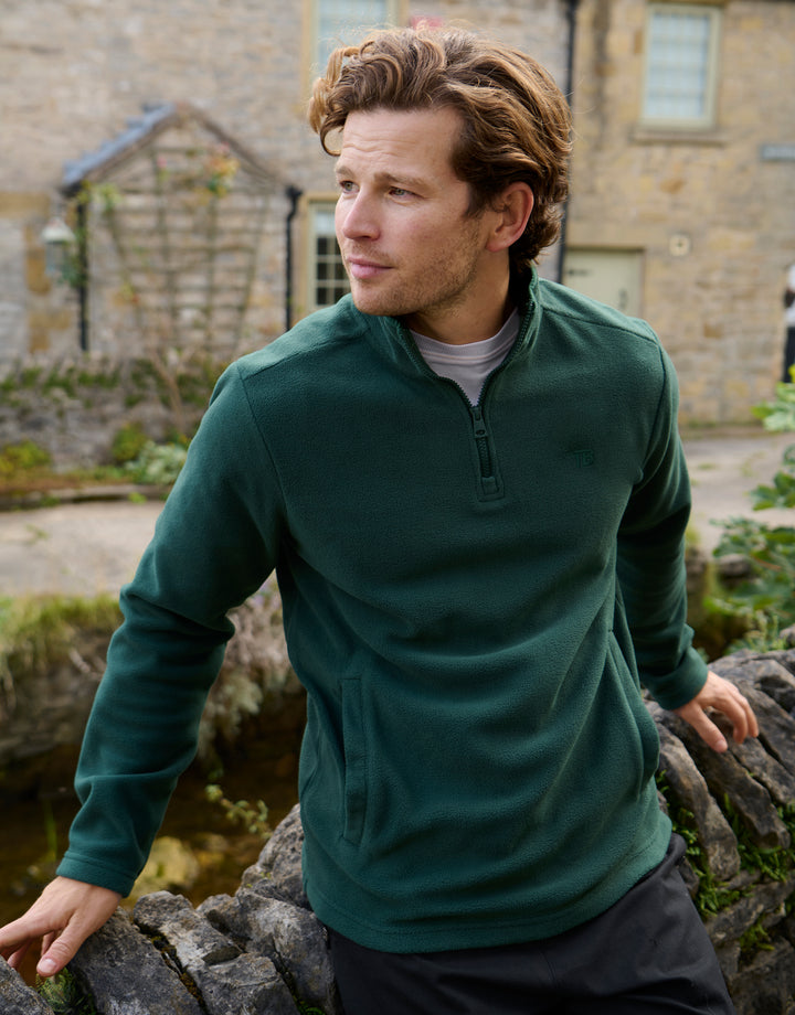 Forest Green Quarter Zip Microfleece Sweatshirt