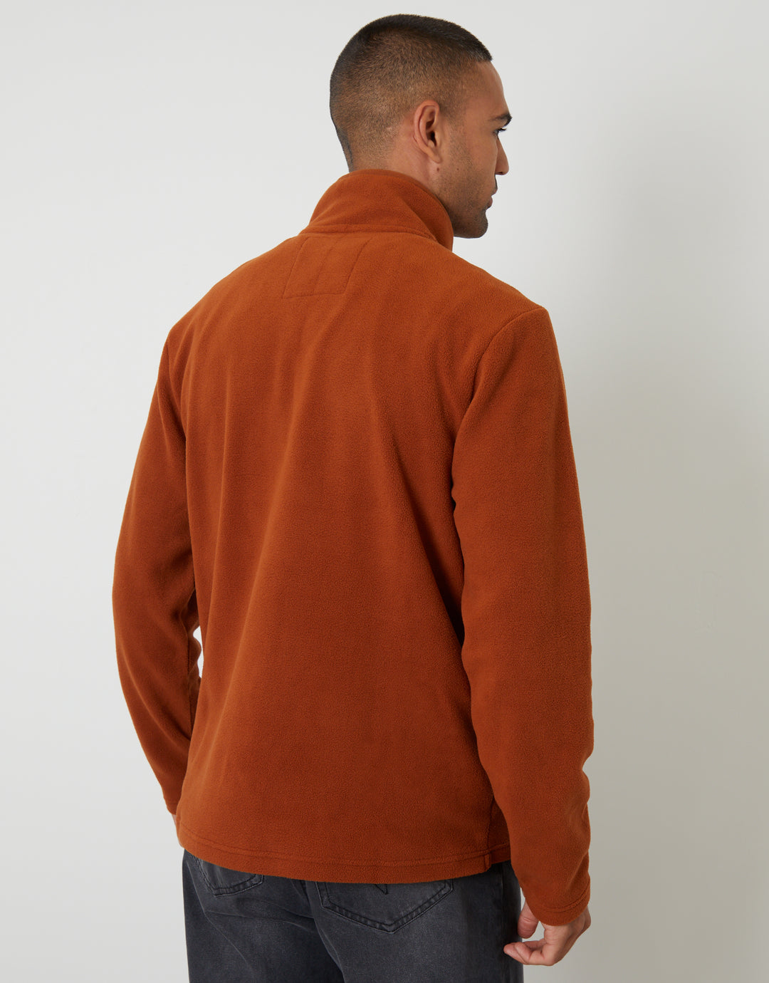 Rust Orange Quarter Zip Microfleece Sweatshirt
