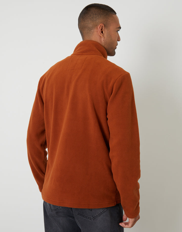 Rust Orange Quarter Zip Microfleece Sweatshirt