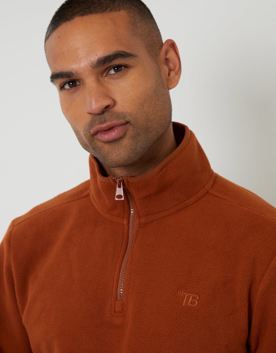 Rust Orange Quarter Zip Microfleece Sweatshirt