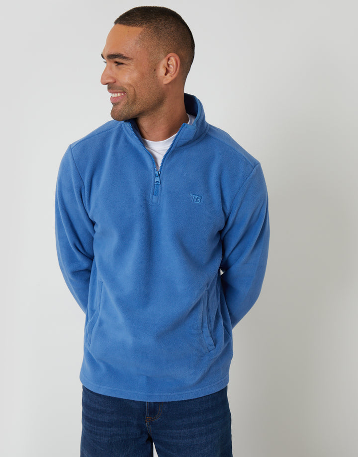 Cobalt Blue Quarter Zip Microfleece Sweatshirt