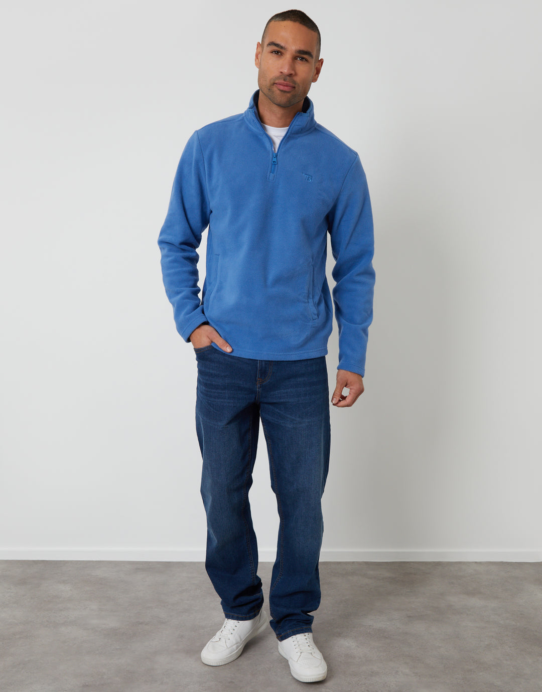 Cobalt Blue Quarter Zip Microfleece Sweatshirt
