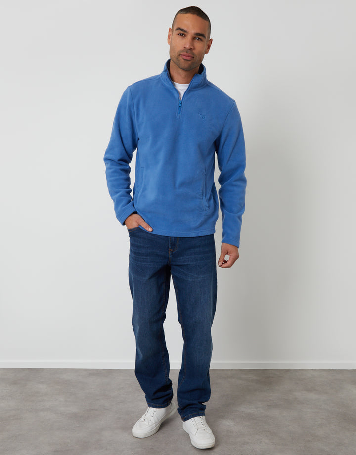 Cobalt Blue Quarter Zip Microfleece Sweatshirt