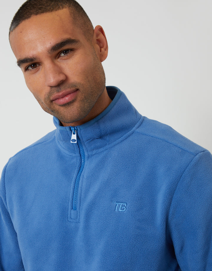 Cobalt Blue Quarter Zip Microfleece Sweatshirt