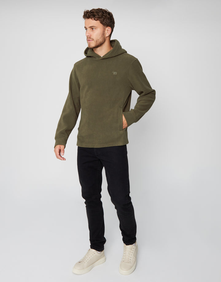 Khaki Green Microfleece Overhead Hoodie