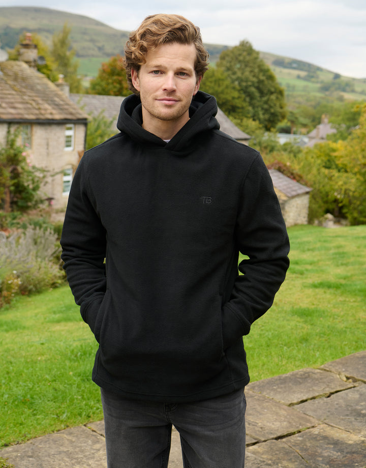 Black Microfleece Overhead Hoodie