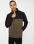 Black & Khaki Colourblock Quarter Zip Fleece