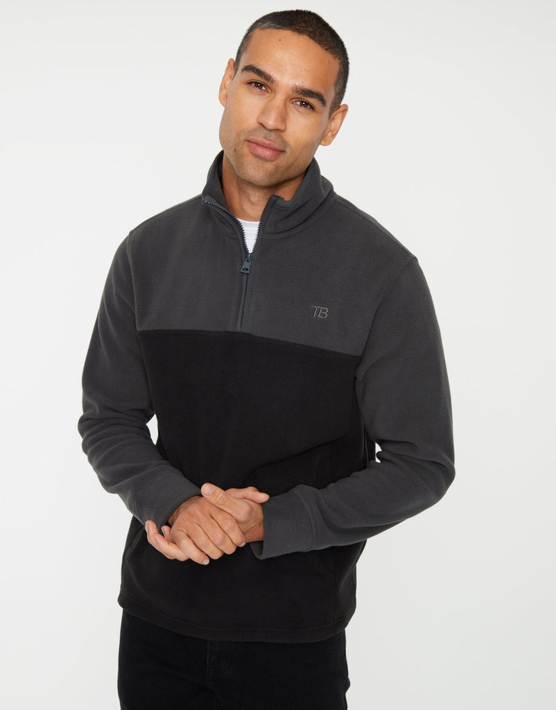 Colourblock Quarter Zip Fleece Slate