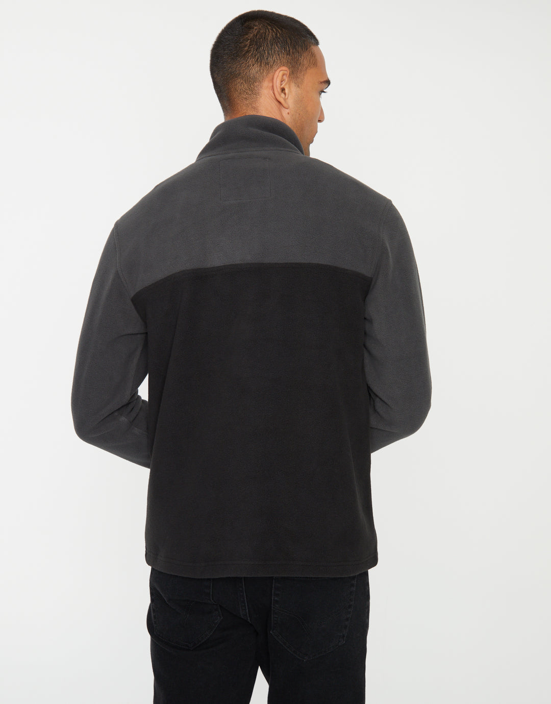 Slate Grey Colourblock Quarter Zip Fleece