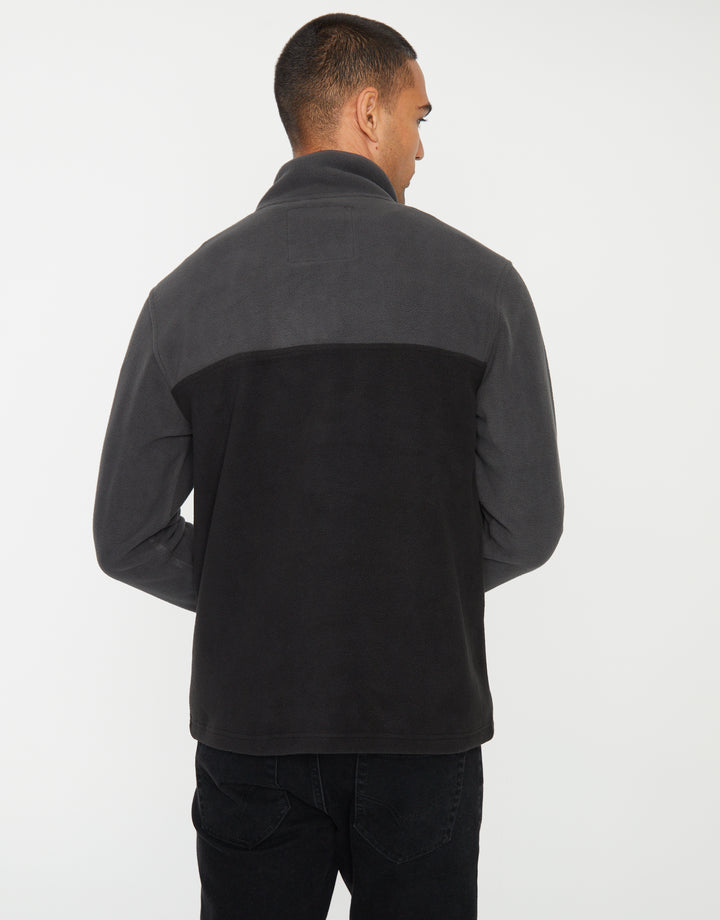 Slate Grey Colourblock Quarter Zip Fleece