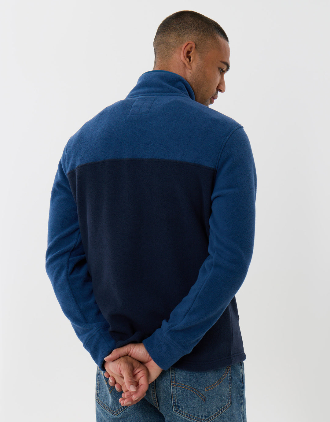 Colourblock Quarter Zip Micro Fleece in Blue