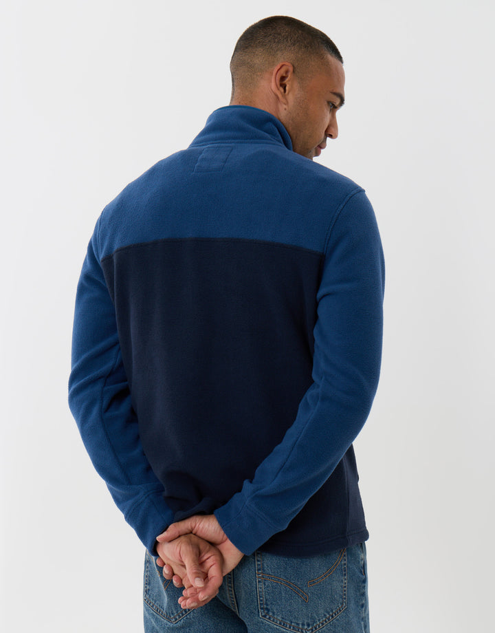 Colourblock Quarter Zip Micro Fleece in Blue