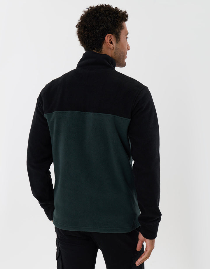 Colourblock Quarter Zip Micro Fleece in Green