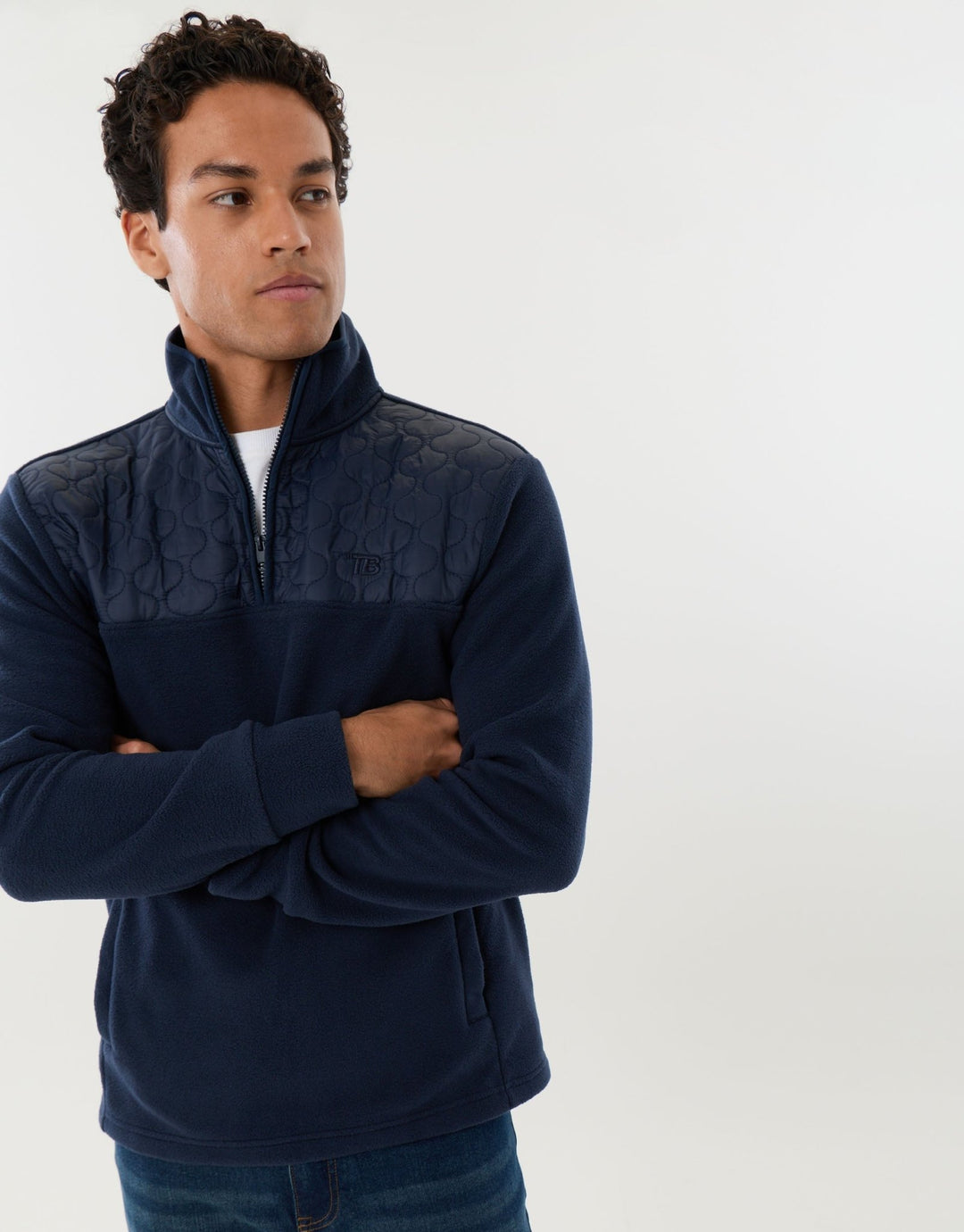 Onion Quilted Quarter Zip Fleece in Navy