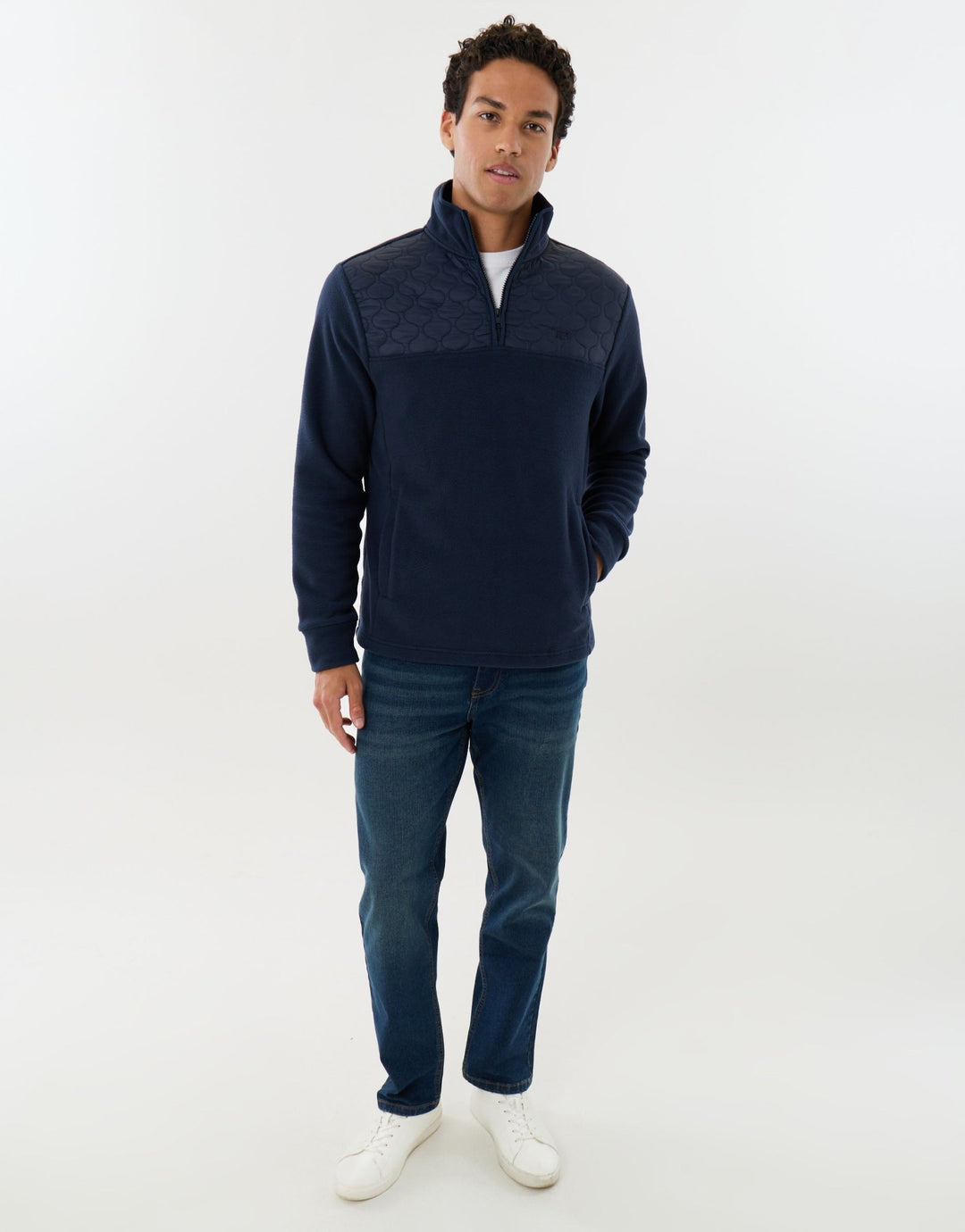 Onion Quilted Quarter Zip Fleece in Navy