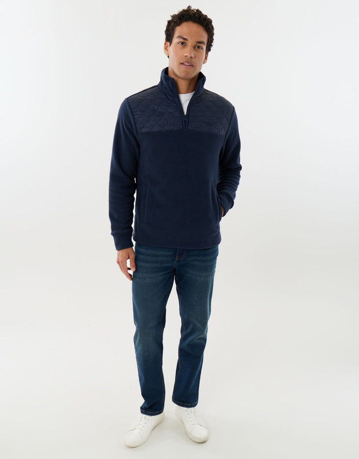 Onion Quilted Quarter Zip Fleece in Navy