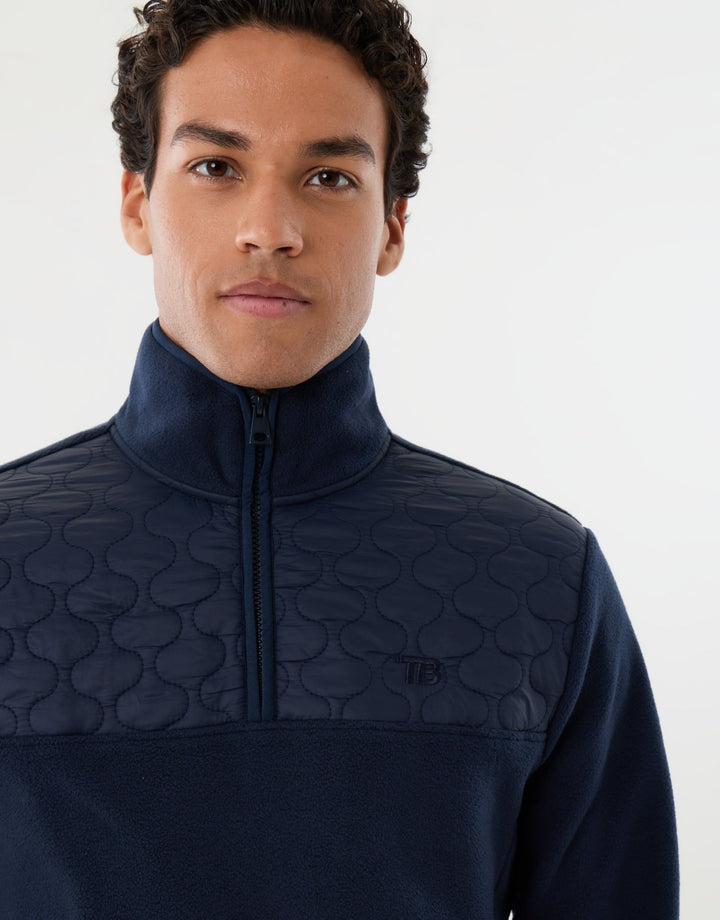 Onion Quilted Quarter Zip Fleece in Navy