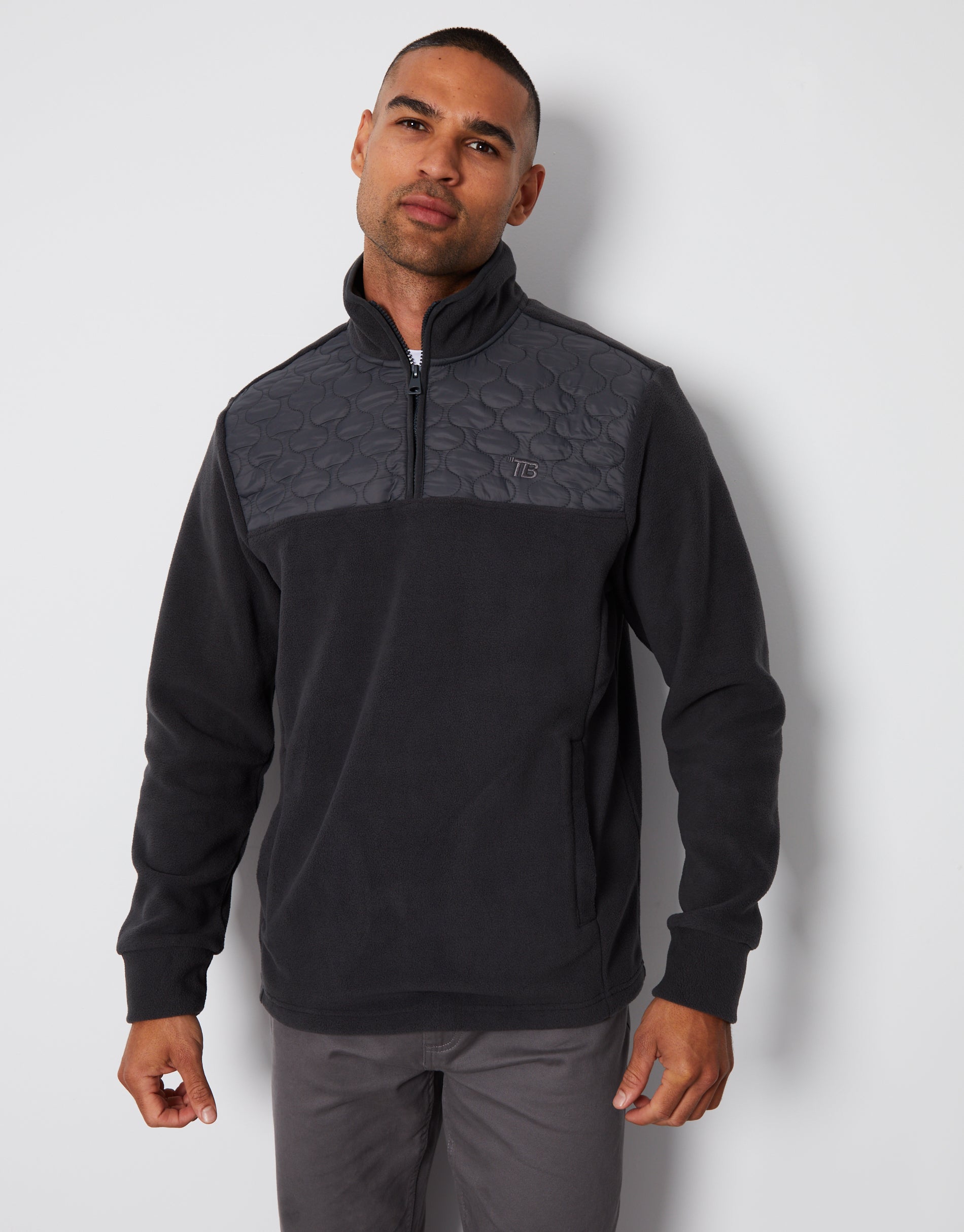 Threadbare Men's Charcoal Grey Fitness Onion Quilted Contrast Threadbare Men's Charcoal Grey Fitness Onion Quilted Contrast
