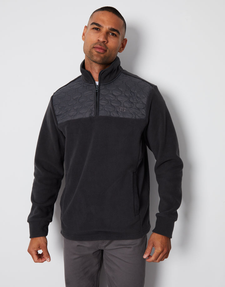 Charcoal Grey Onion Quilted Quarter Zip Fleece