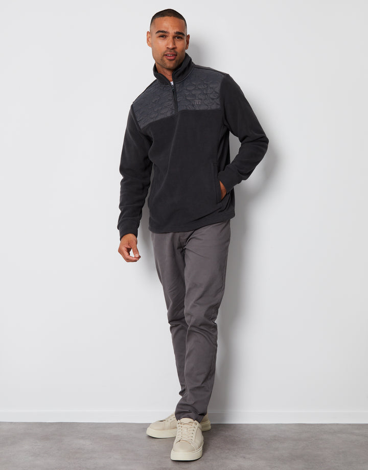 Charcoal Grey Onion Quilted Quarter Zip Fleece