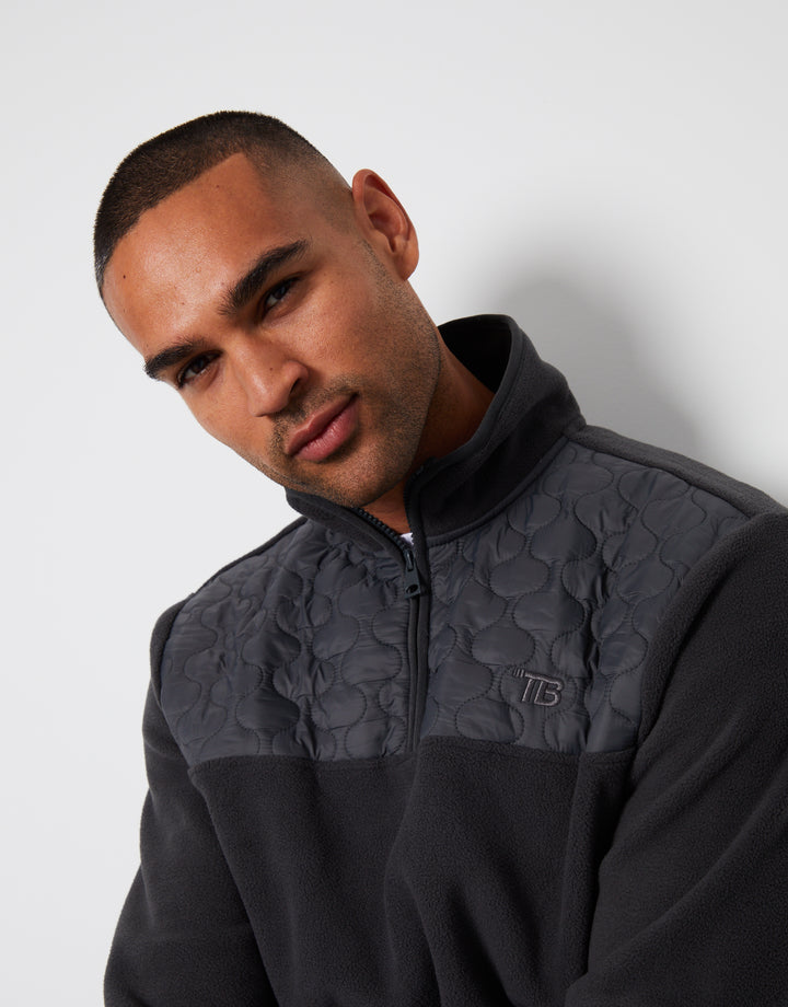 Charcoal Grey Onion Quilted Quarter Zip Fleece