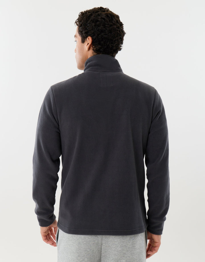 Quilted Quarter Zip Micro Fleece in Slate Grey