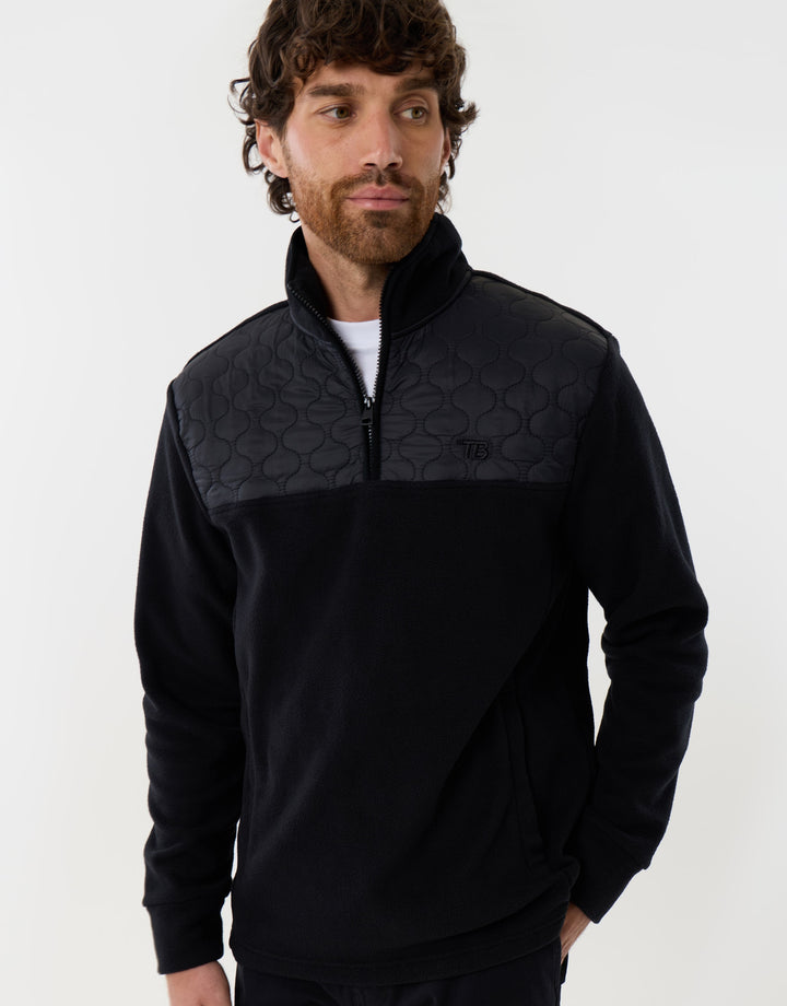 Onion Quilted Quarter Zip Fleece in Black