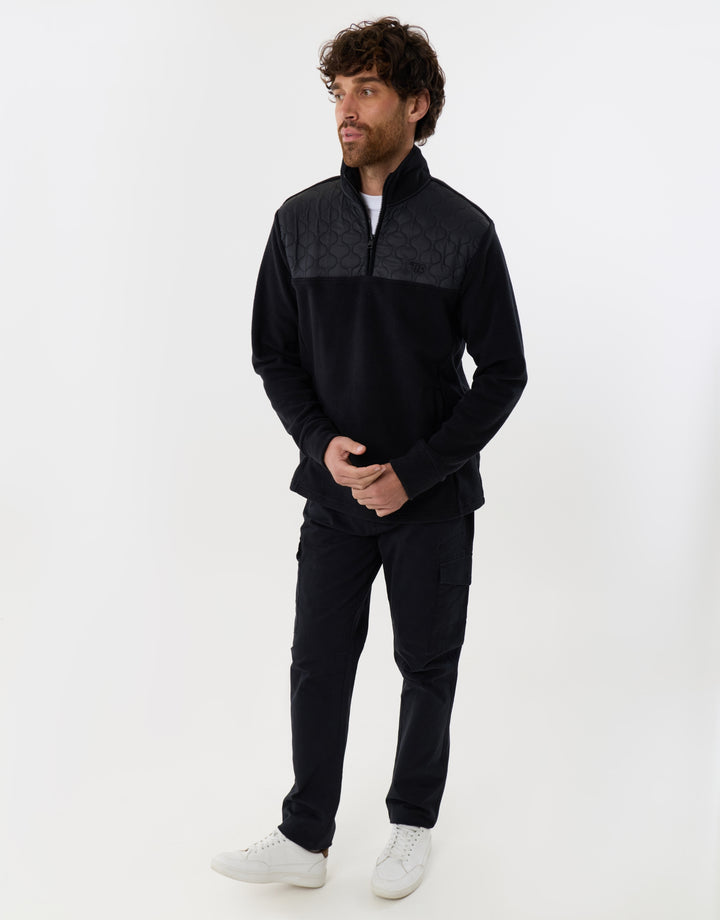 Onion Quilted Quarter Zip Fleece in Black