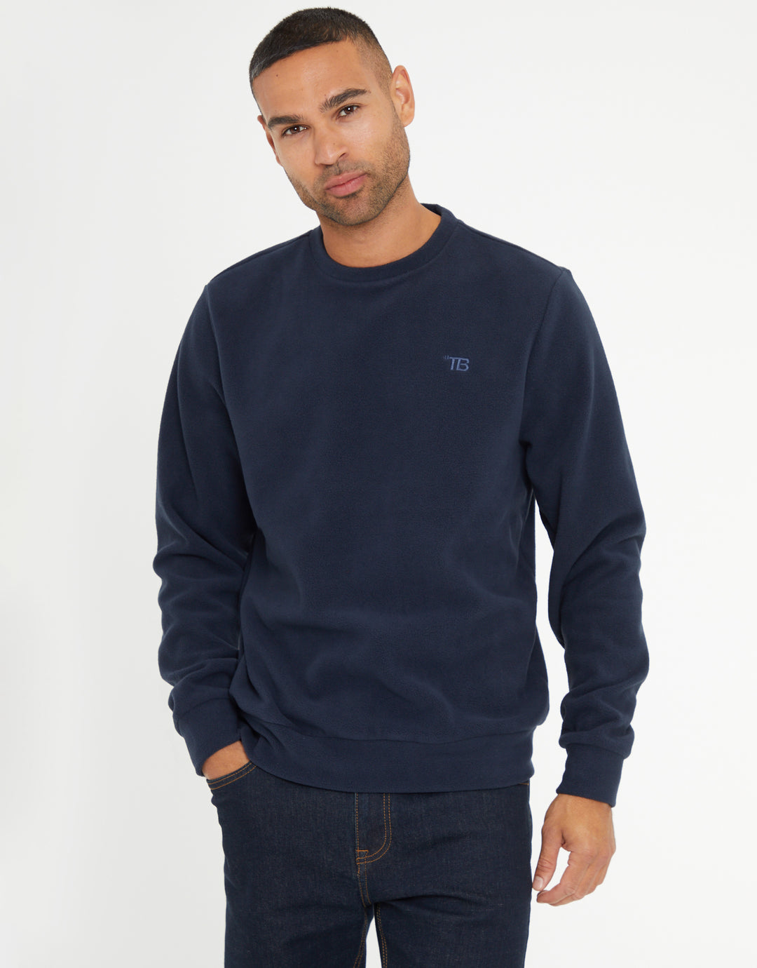 Navy Microfleece Crew Neck Sweatshirt