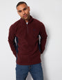 Burgundy Contrast Side Panel Quarter Zip Fleece