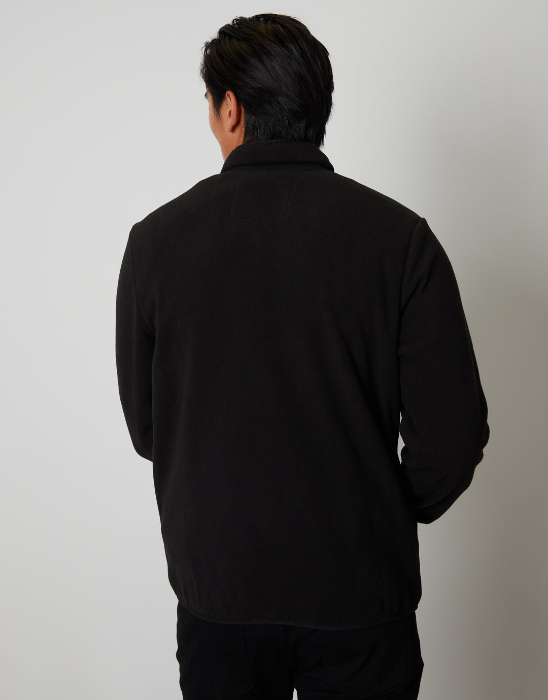 Onion Quilted Fleece Zip Up Jacket in Black