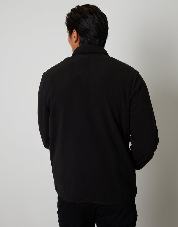 Onion Quilted Fleece Zip Up Jacket in Black