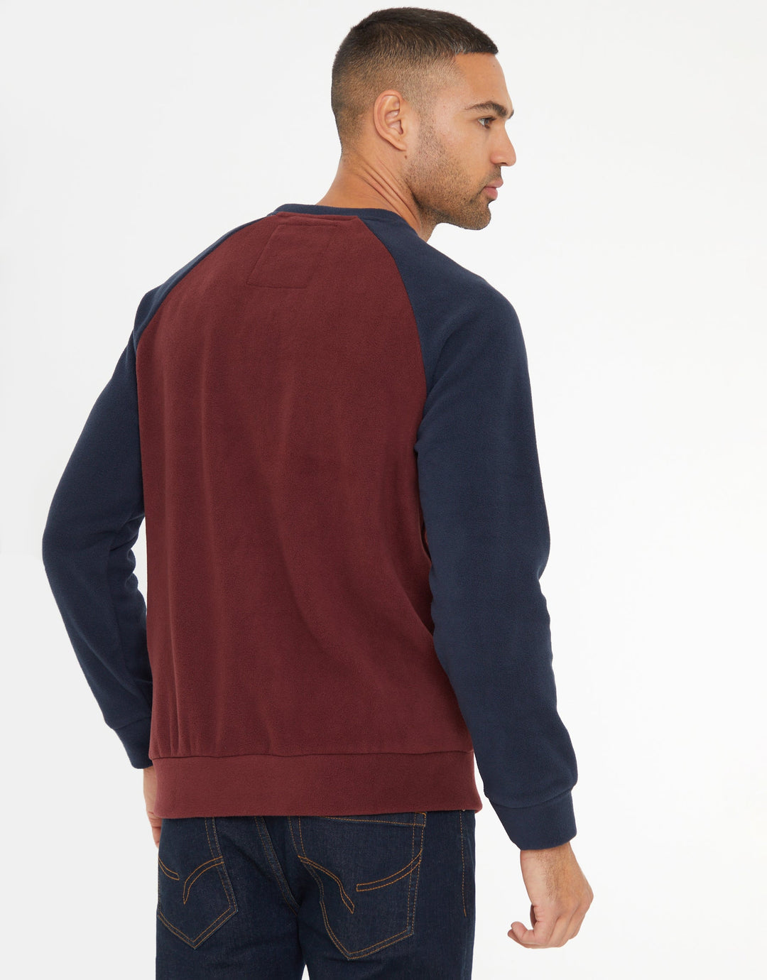 Burgundy & Navy Raglan Microfleece Crew Neck Sweatshirt
